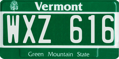 VT license plate WXZ616