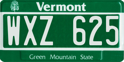 VT license plate WXZ625