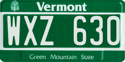 VT license plate WXZ630