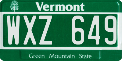 VT license plate WXZ649