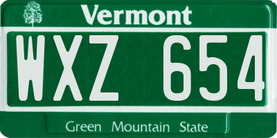 VT license plate WXZ654
