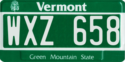 VT license plate WXZ658