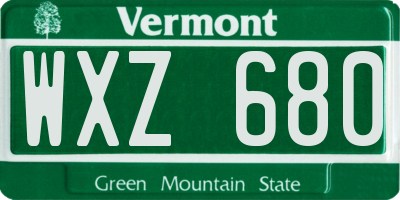 VT license plate WXZ680