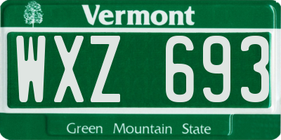 VT license plate WXZ693