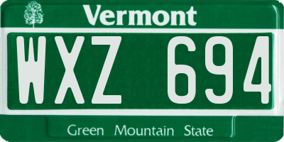 VT license plate WXZ694