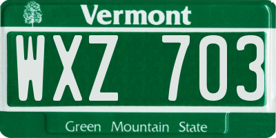 VT license plate WXZ703