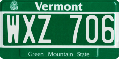 VT license plate WXZ706