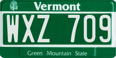 VT license plate WXZ709