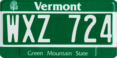 VT license plate WXZ724