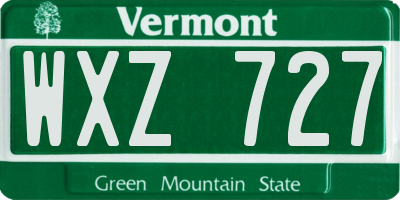 VT license plate WXZ727