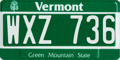 VT license plate WXZ736