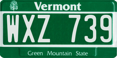 VT license plate WXZ739