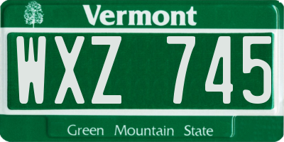 VT license plate WXZ745