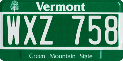 VT license plate WXZ758