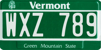 VT license plate WXZ789