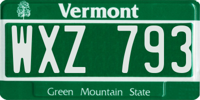 VT license plate WXZ793