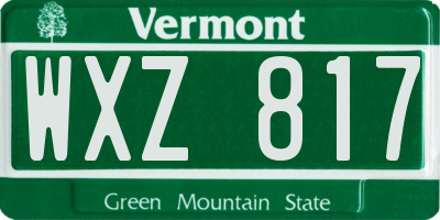 VT license plate WXZ817