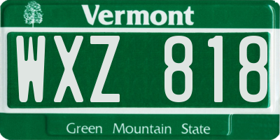 VT license plate WXZ818