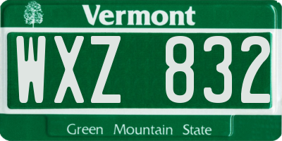 VT license plate WXZ832