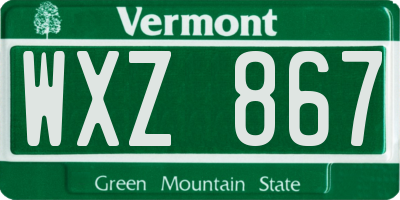 VT license plate WXZ867
