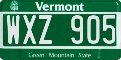VT license plate WXZ905