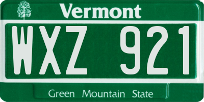 VT license plate WXZ921