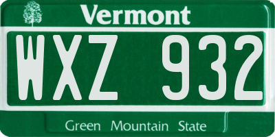 VT license plate WXZ932