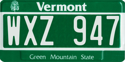 VT license plate WXZ947