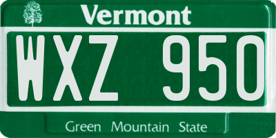 VT license plate WXZ950