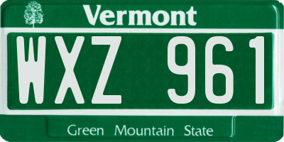 VT license plate WXZ961