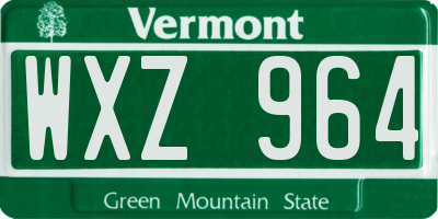VT license plate WXZ964