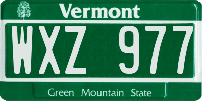 VT license plate WXZ977