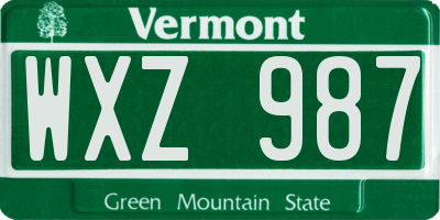 VT license plate WXZ987