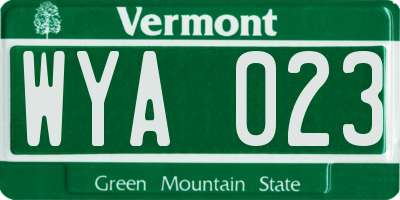 VT license plate WYA023