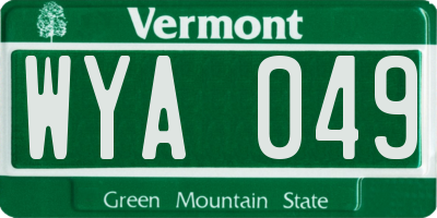 VT license plate WYA049