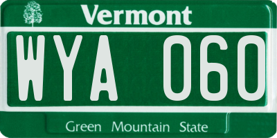 VT license plate WYA060