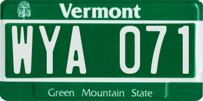VT license plate WYA071