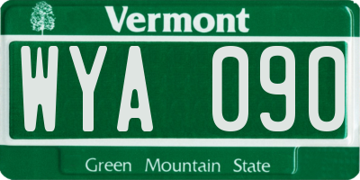 VT license plate WYA090