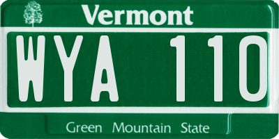 VT license plate WYA110