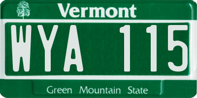 VT license plate WYA115