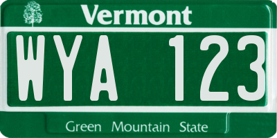 VT license plate WYA123