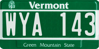 VT license plate WYA143