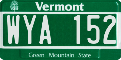 VT license plate WYA152