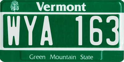 VT license plate WYA163