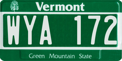 VT license plate WYA172