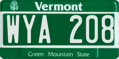 VT license plate WYA208