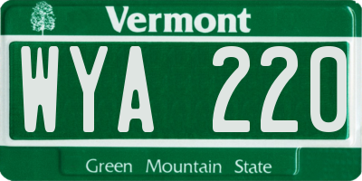 VT license plate WYA220