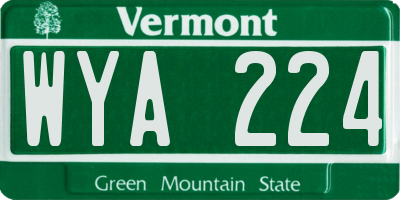 VT license plate WYA224