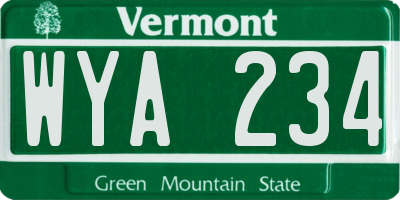 VT license plate WYA234