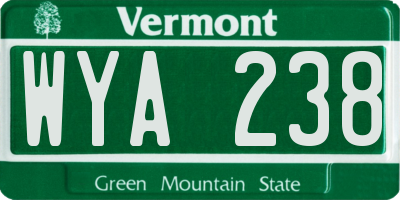 VT license plate WYA238